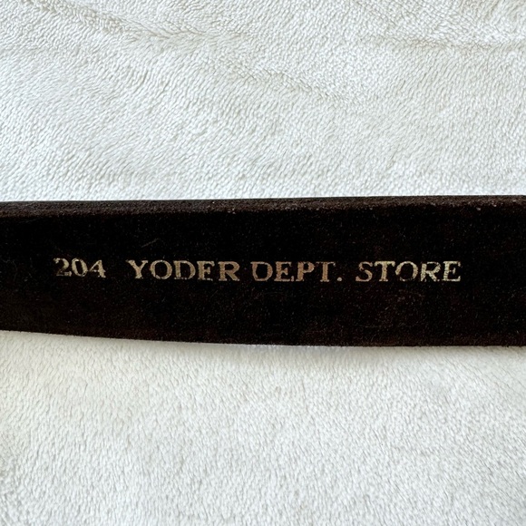 Amish Handcrafted Western Embossed Basket Weave Leather Belt Made in USA Sz 36 - Picture 8 of 10